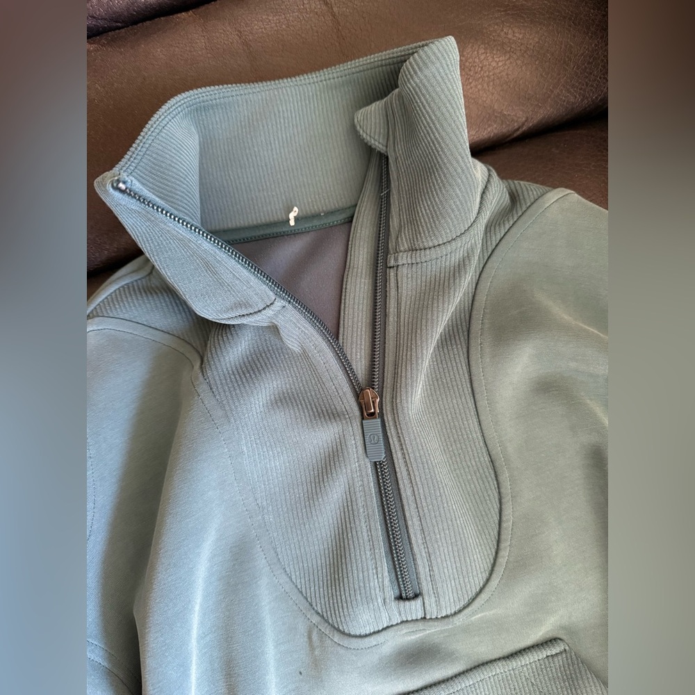 Lululemon Brushed Softstreme Half Zip Storm Teal Size 0 - Picture 3 of 7